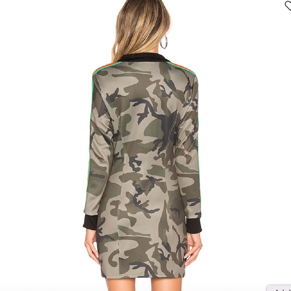 New REVOLVE Pam & Gela Camo/Camouflage Track Dress w/Racing Stripes Sz Small - Picture 3 of 7